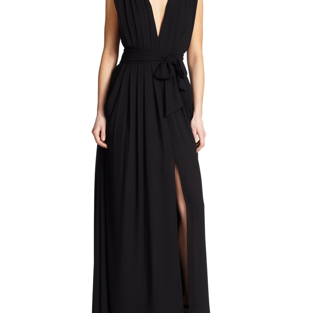 COPY - L'Agence Deep V Crepe Maxi Dress in Black NWT